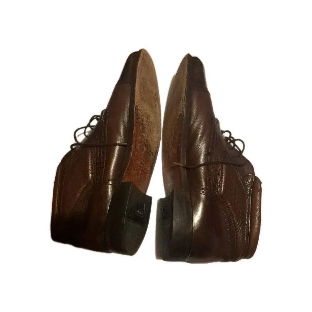 Johnston & Murphy Boots Brown Leather US 11.5 M Made In Italy Mens Cellini